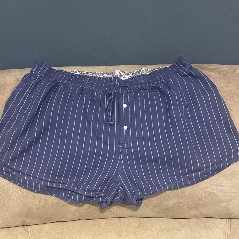 Aerie Navy and White Striped Lounge Shorts